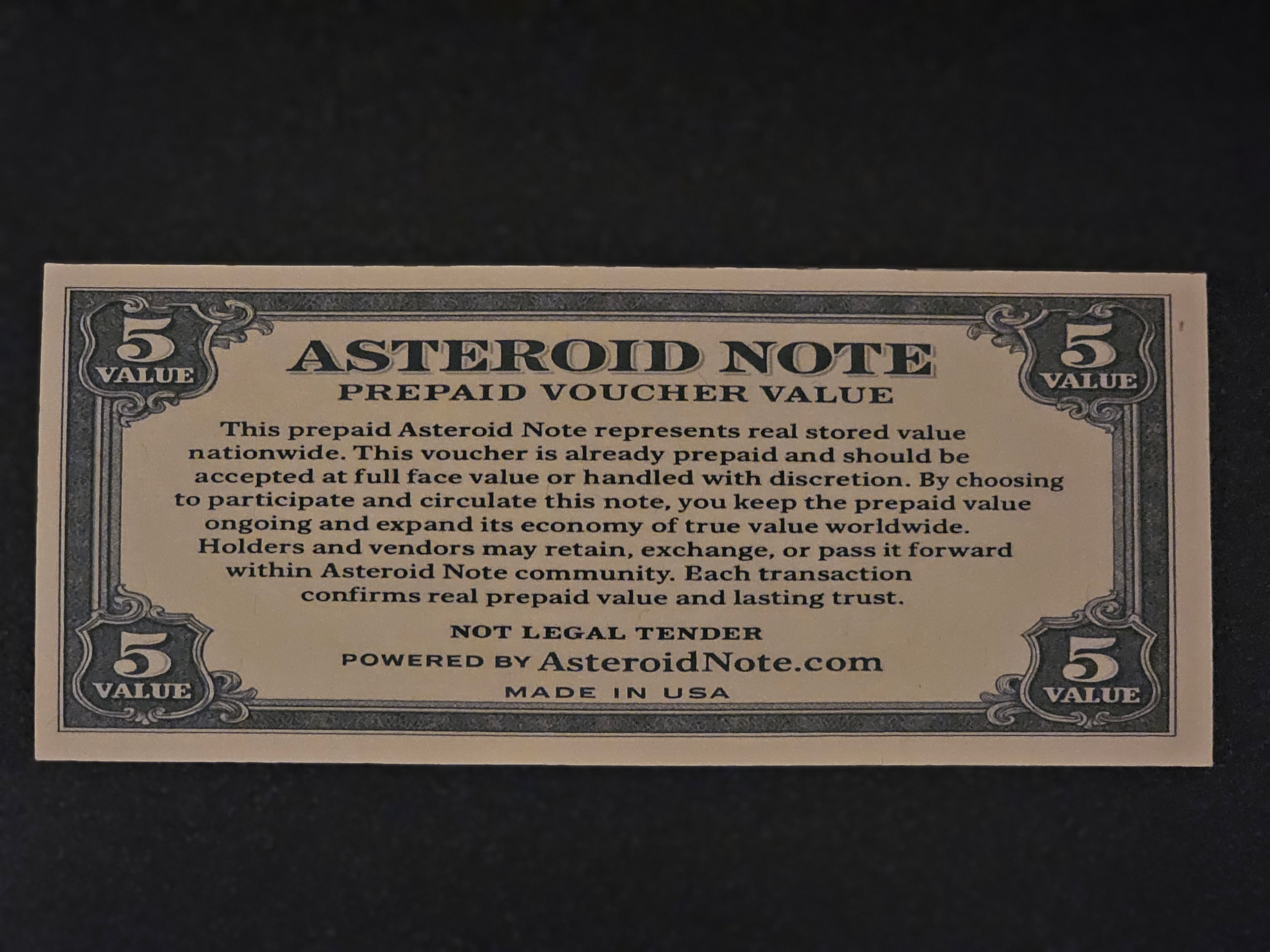5 Value Asteroid Note – Prepaid Voucher