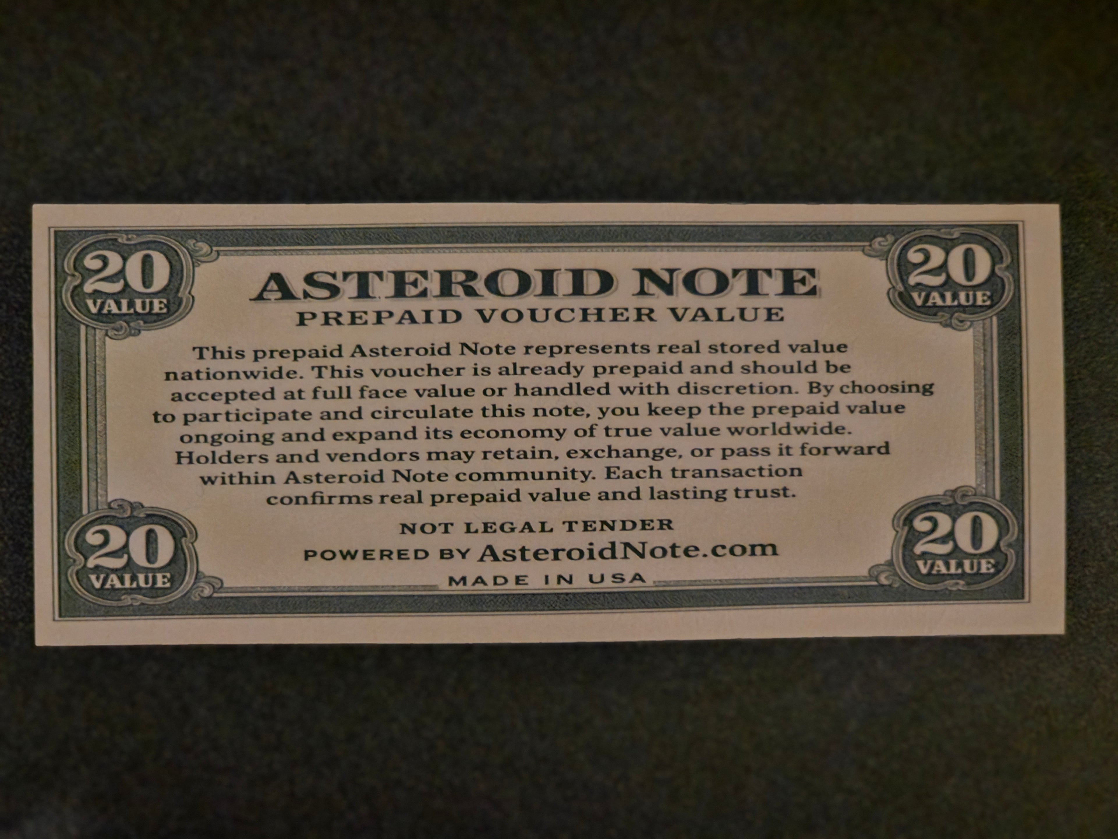 20 Value Asteroid Note – Prepaid Voucher