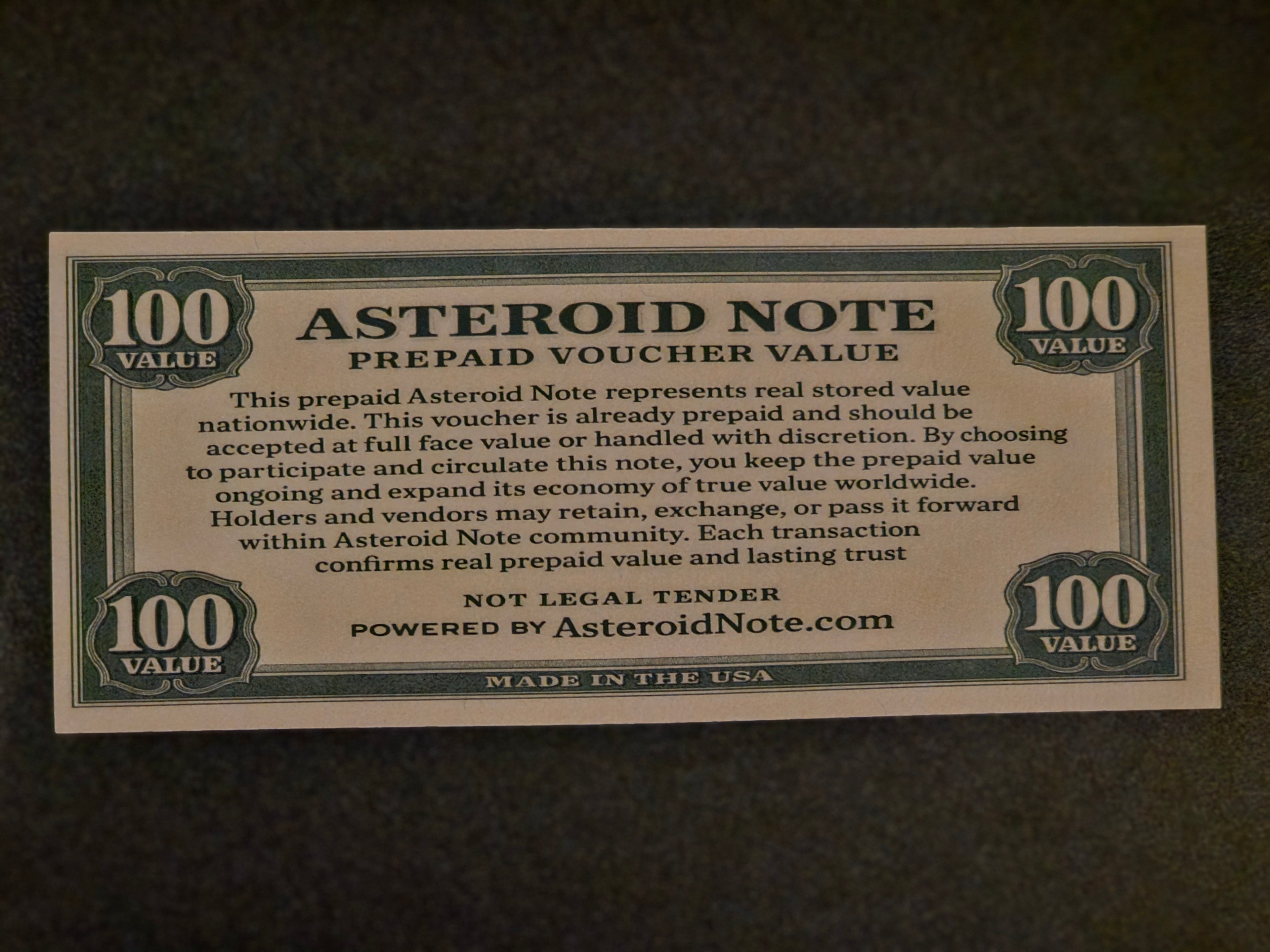 100 Value Asteroid Note – Prepaid Voucher